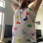 An Ab Nipple Man is nippling while standing.